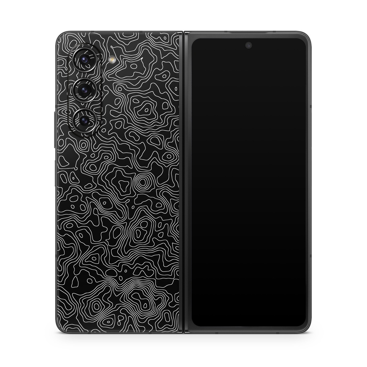 Samsung Galaxy Z Fold5 Skin design of Art, Motif, Pattern, Symmetry, Monochrome, Circle, Font, Visual arts, Illustration, Monochrome photography, with black, gray colors