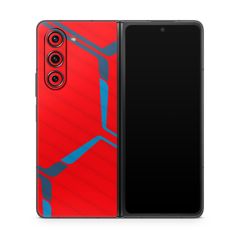 Samsung Galaxy Z Fold5 Skin design of Triangle, Font, Rectangle, Tints and shades, Magenta, Electric blue, Pattern, Parallel, Symmetry, Carmine, with red, blue colors