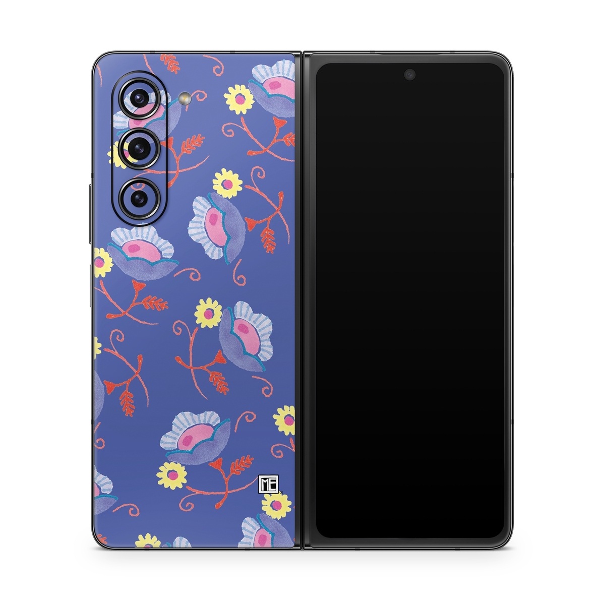 Samsung Galaxy Z Fold5 Skin design of Azure, Textile, Rectangle, Art, Aqua, Painting, Pattern, Electric blue, Font, Visual arts, with purple, red, yellow, pink colors