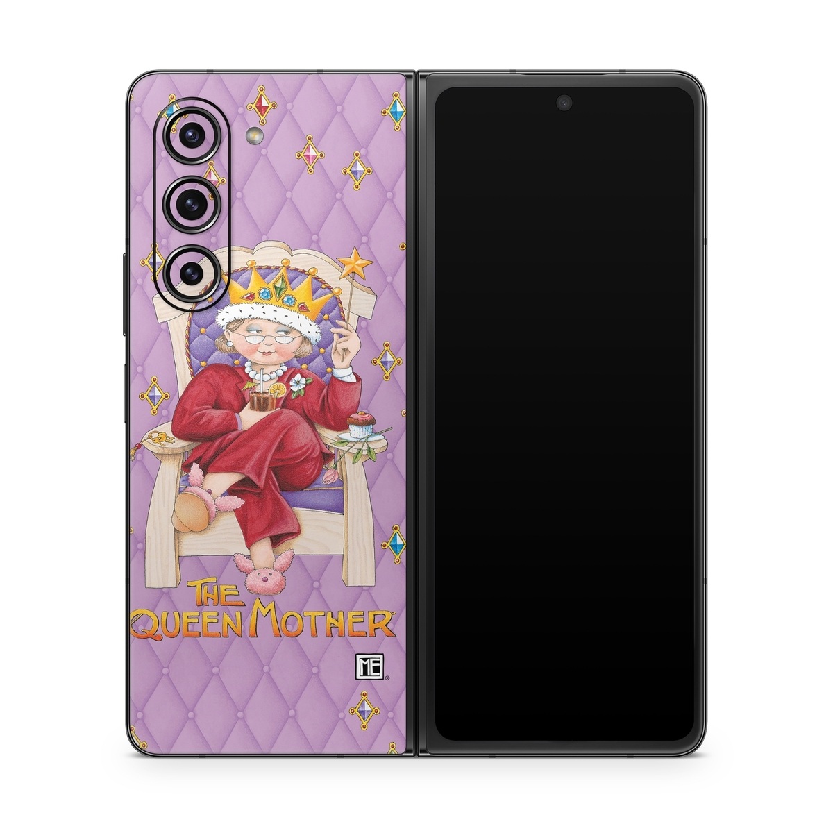 Samsung Galaxy Z Fold5 Skin design of Illustration, Art, Blessing, with gray, red, green, pink, purple, orange colors