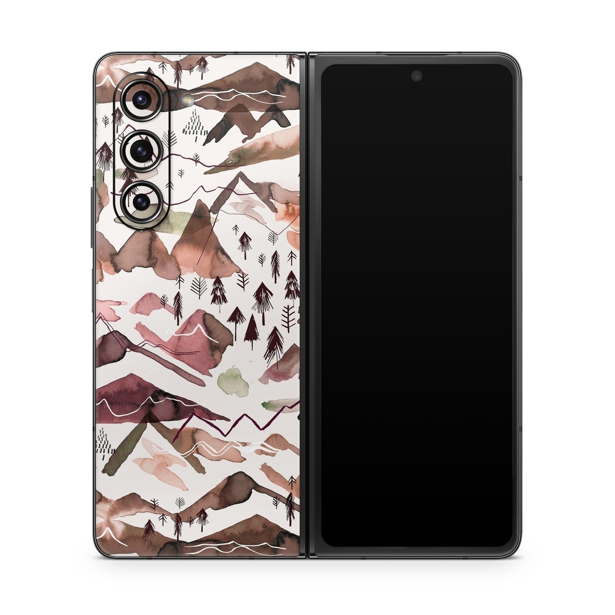 Samsung Galaxy Z Fold5 Skin design of Pattern, Design, Leaf, Camouflage, Military camouflage, Illustration, Art, with white, red, black, gray colors
