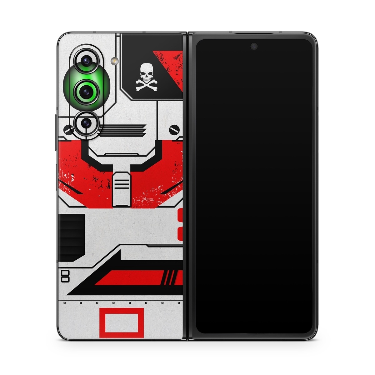 Samsung Galaxy Z Fold5 Skin design of Floppy disk, Technology, Electric red, Fictional character, with white, red, black, gray colors