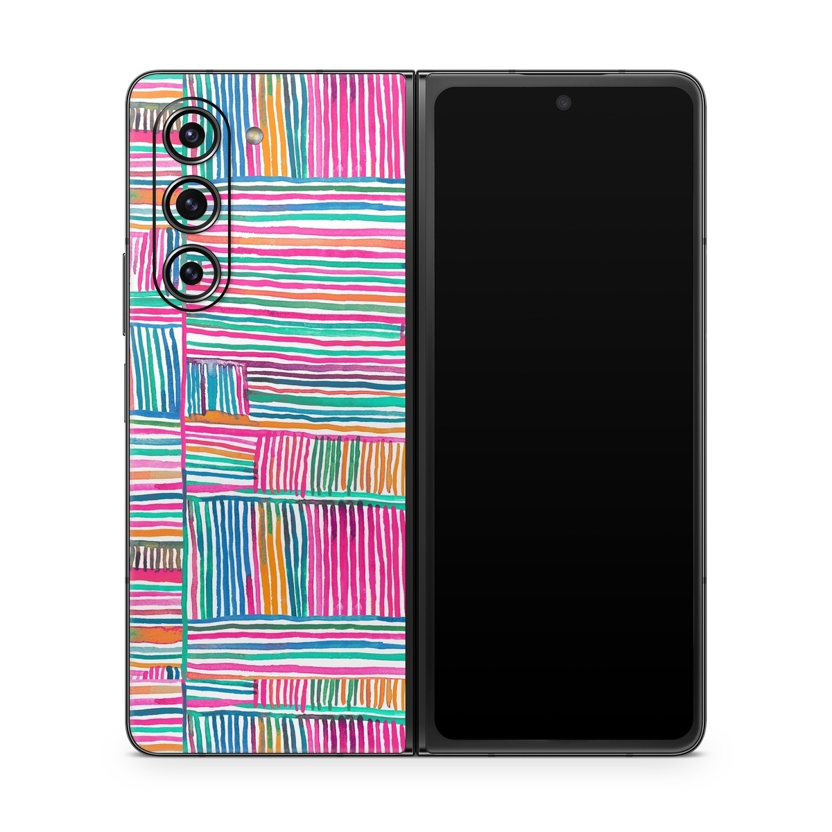 Samsung Galaxy Z Fold5 Skin design of Colorfulness, Product, Rectangle, Azure, Textile, Art, Aqua, Material property, Magenta, Tints and shades, with white, pink, orange, green, blue, yellow colors