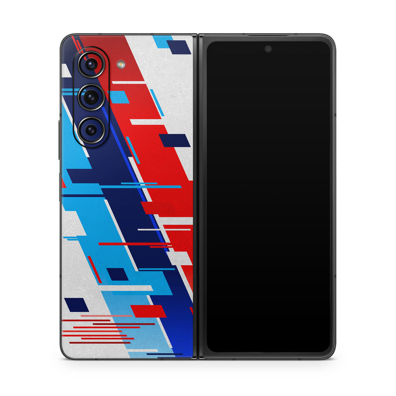 Samsung Galaxy Z Fold5 Skin design of Azure, Font, Material property, Parallel, Electric blue, Slope, Graphics, Carmine, Brand, Rectangle, with gray, blue, black, red, purple colors
