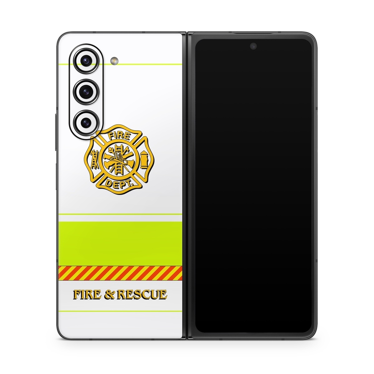 Samsung Galaxy Z Fold5 Skin design of Yellow, Line, Font, Military rank, with white, green, red, yellow colors