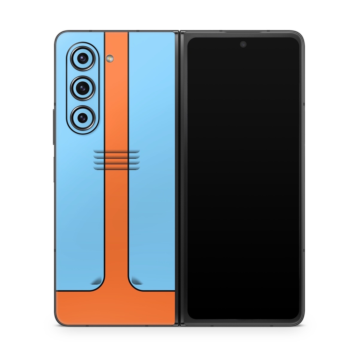 Samsung Galaxy Z Fold5 Skin design of Line, with blue, orange, black colors