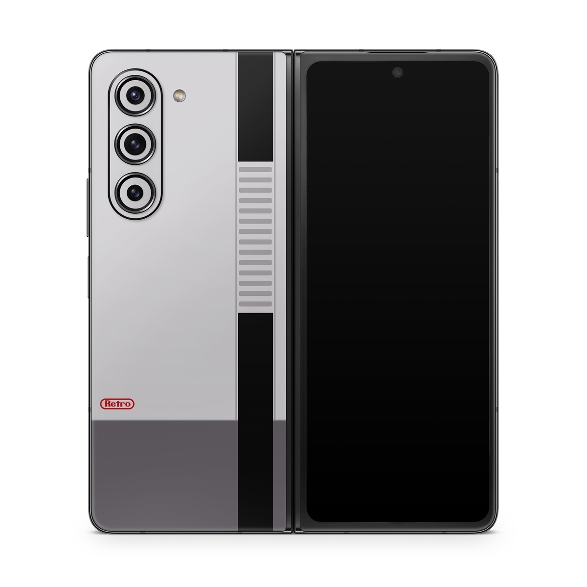 Samsung Galaxy Z Fold5 Skin design of Text, Font, Red, Product, Logo, Brand, Material property, Graphics, Rectangle, with gray, black, red colors