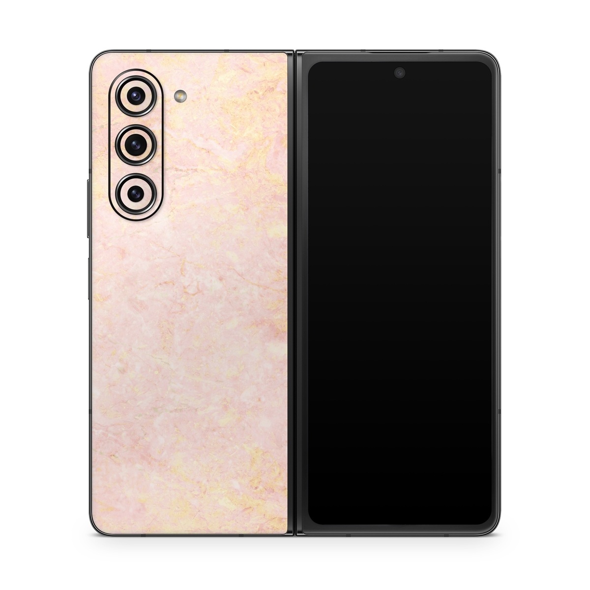 Samsung Galaxy Z Fold5 Skin design of Pink, Peach, Wallpaper, Pattern, with pink, yellow, orange colors
