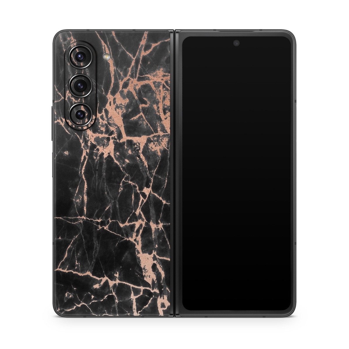 Samsung Galaxy Z Fold5 Skin design of Branch, Black, Twig, Tree, Brown, Sky, Atmosphere, Plant, Winter, Night, with black, pink colors