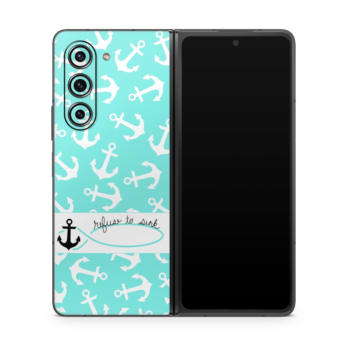 Samsung Galaxy Z Fold5 Skin design of Text, Turquoise, Aqua, Font, Teal, Pattern, Line, Design, Illustration, with gray, white, blue, green colors