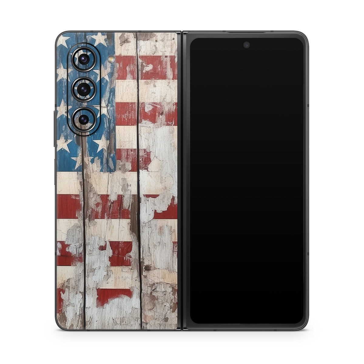 Samsung Galaxy Z Fold5 Skin design of Flag of the united states, World, Rectangle, Textile, Line, Wall, Flag, Symmetry, Tints and shades, Pattern, with red, blue, white, brown, gray, black colors