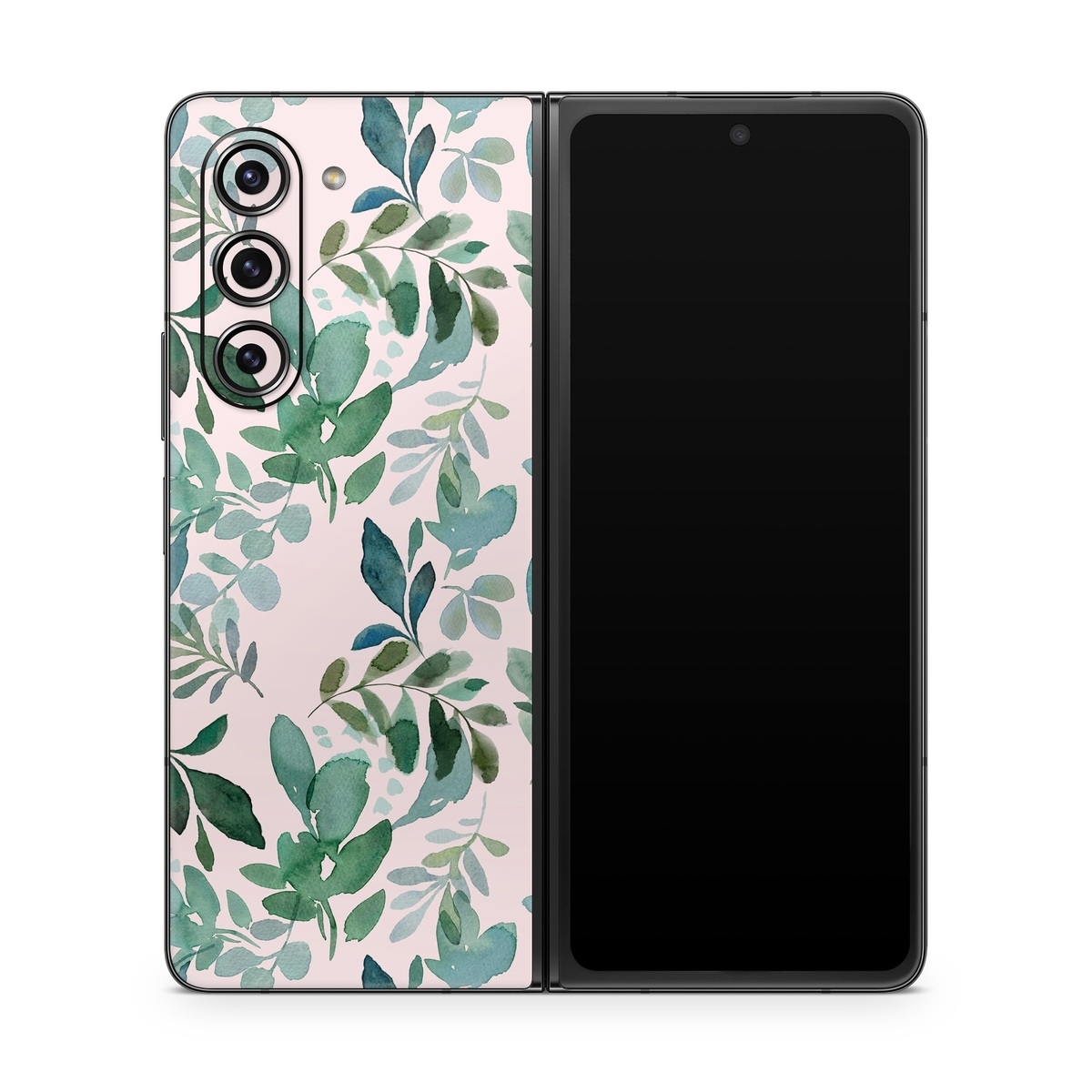 Samsung Galaxy Z Fold5 Skin design of Pattern, Green, Leaf, Design, Plant, Tree, Military camouflage, with white, green, blue colors