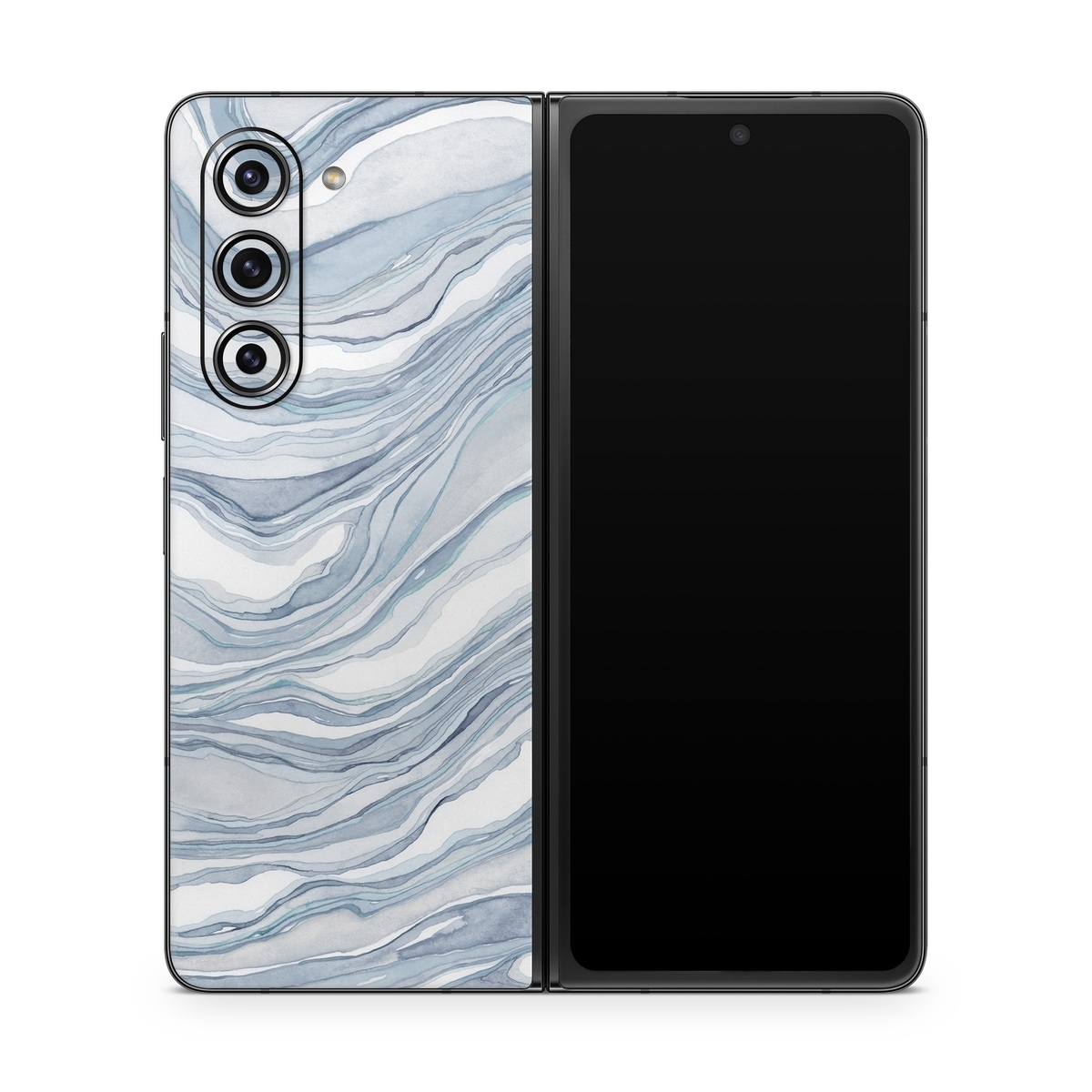 Samsung Galaxy Z Fold5 Skin design of Water, Liquid, Azure, Fluid, Grey, Aqua, Pattern, Wind wave, Electric blue, Wind, with blue, white colors