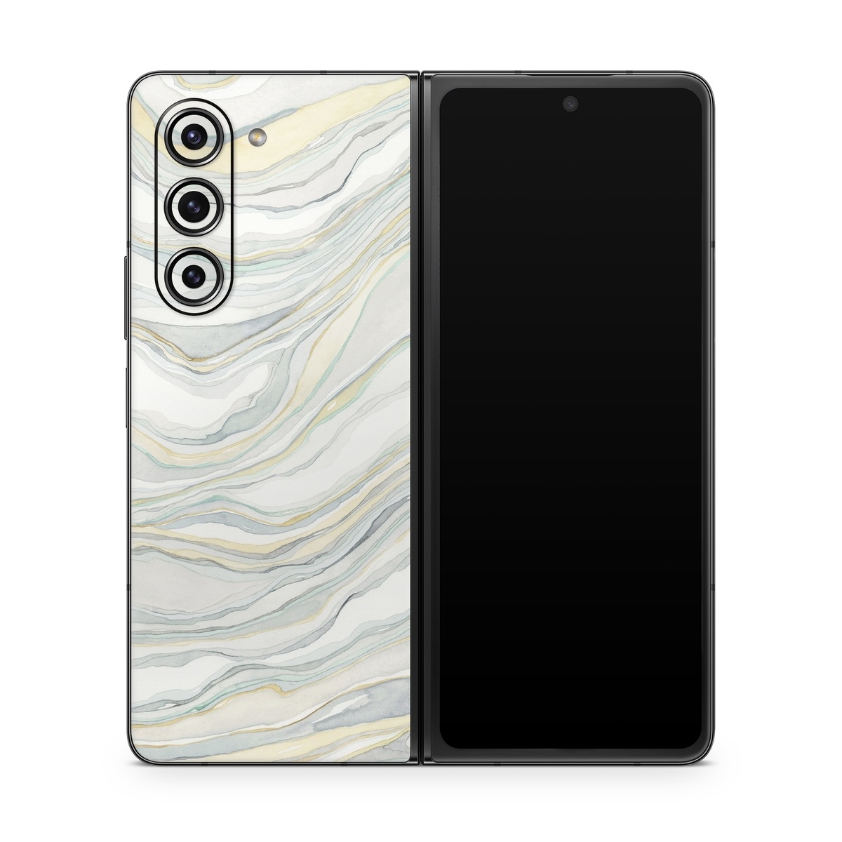 Samsung Galaxy Z Fold5 Skin design of Line, Pattern, with yellow, white, blue, gray colors