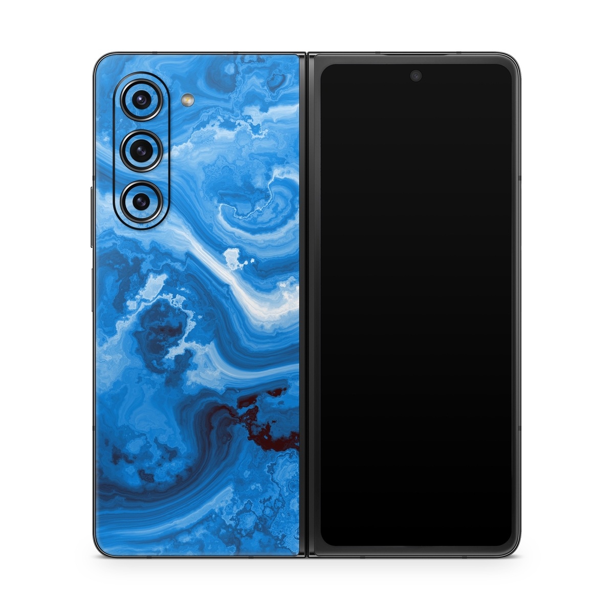 Samsung Galaxy Z Fold5 Skin design of Blue, Water, Aqua, Azure, Turquoise, Pattern, Liquid, Wave, Electric blue, Design, with blue, white, black colors