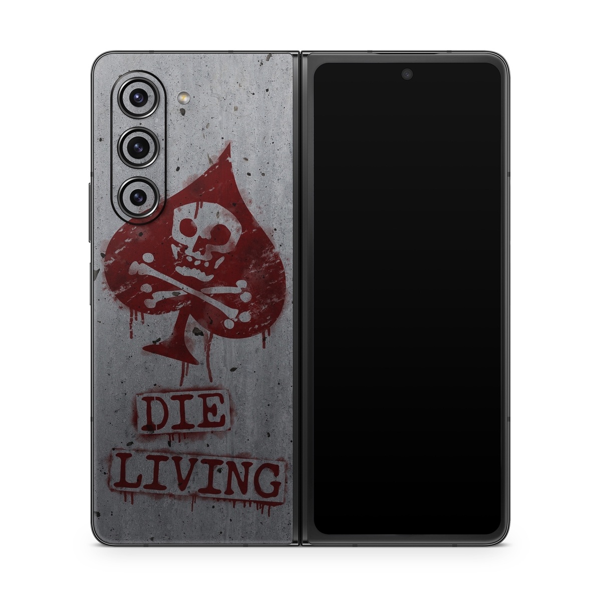 Samsung Galaxy Z Fold5 Skin design of Red, Street art, Art, Font, Wall, Graffiti, Visual arts, Illustration, Graphics, Logo, with gray, red colors