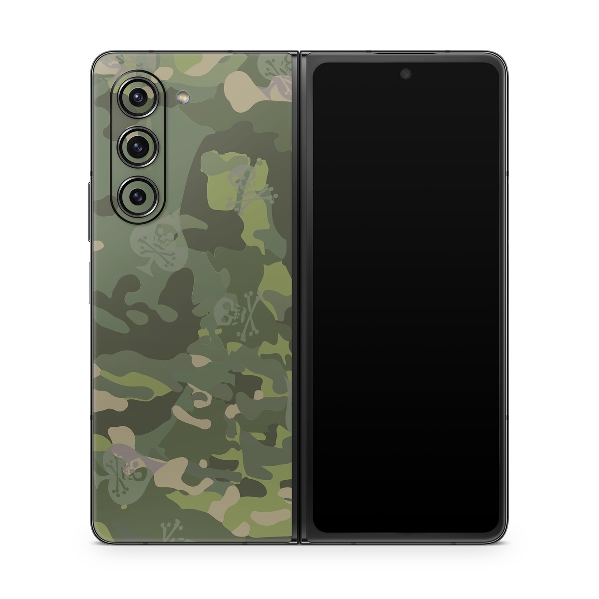 Samsung Galaxy Z Fold5 Skin design of Military camouflage, Pattern, Camouflage, Uniform, Clothing, Green, Design, Leaf, Plant, Illustration, with green, brown colors