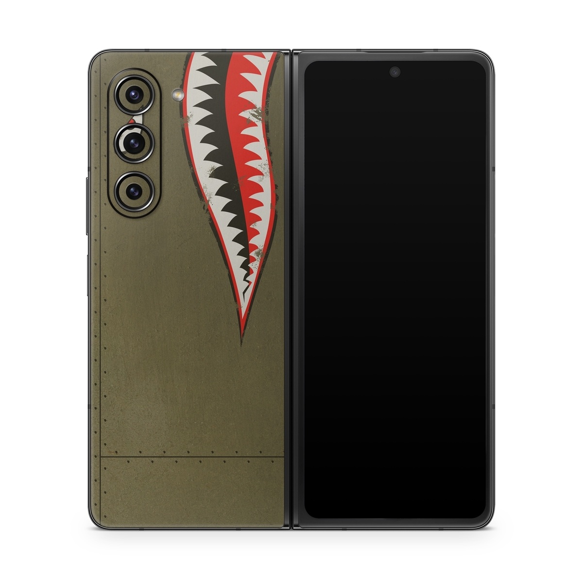 Samsung Galaxy Z Fold5 Skin design of Red, Leaf, Plant, Illustration, Art, Carmine, Graphics, Perennial plant, with black, red, gray colors