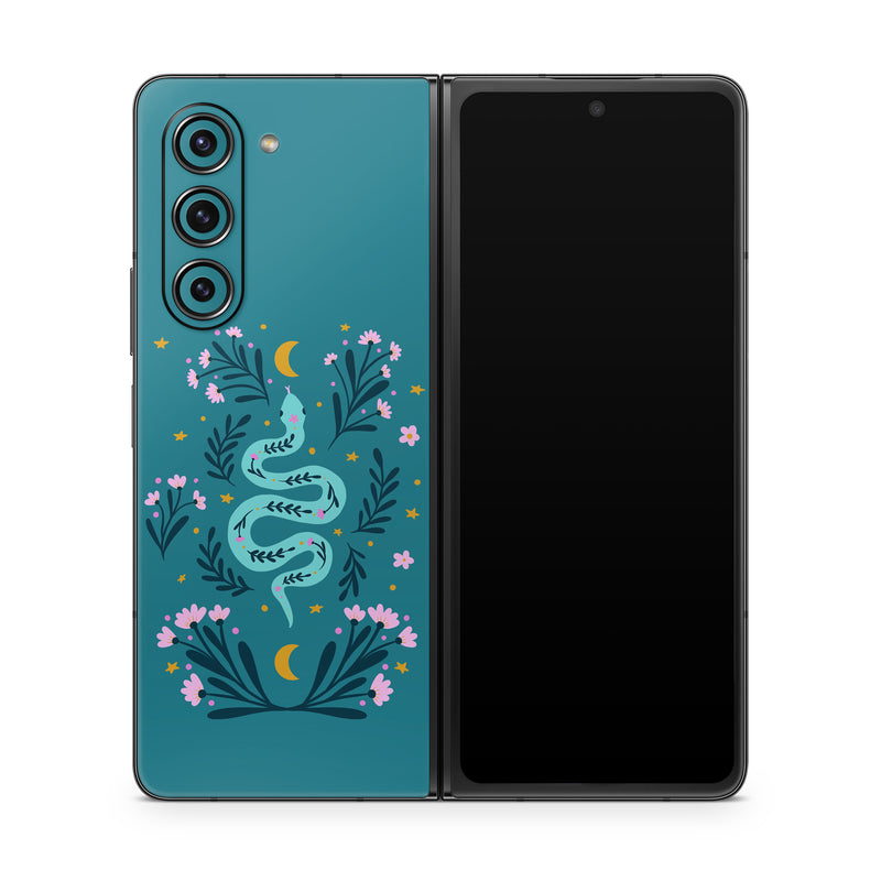 Samsung Galaxy Z Fold5 Skin design of Creative arts, Font, Art, Electric blue, Pattern, Rectangle, Graphics, Motif, Illustration, Ornament, with blue, pink, green, yellow colors