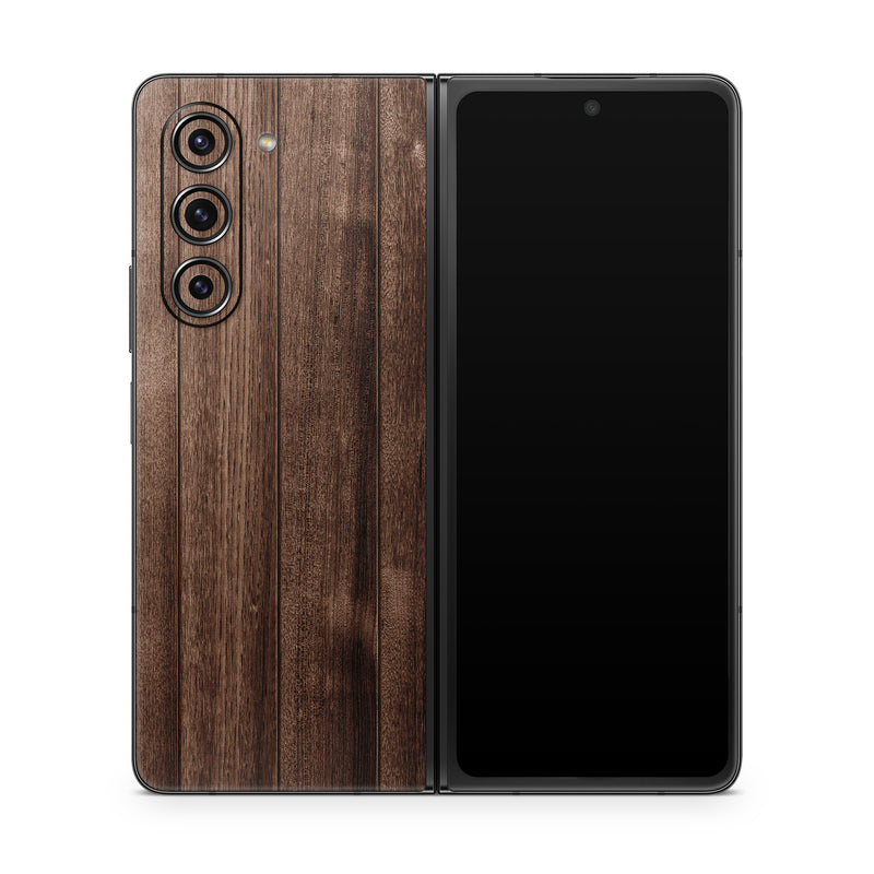 Samsung Galaxy Z Fold5 Skin design of Wood, Wood flooring, Hardwood, Wood stain, Plank, Brown, Floor, Line, Flooring, Pattern, with brown colors