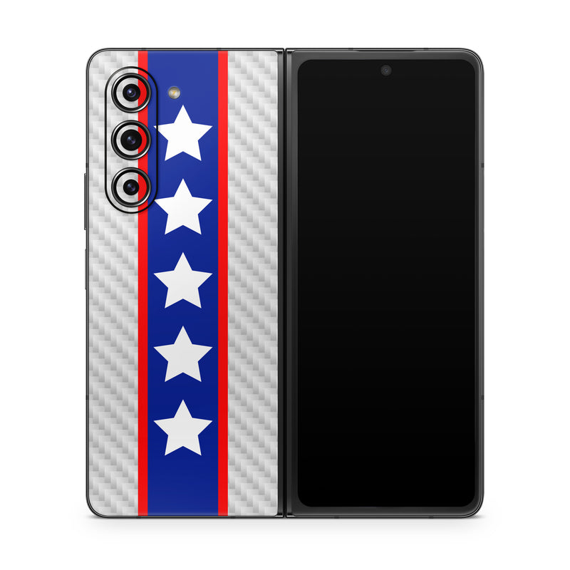 Samsung Galaxy Z Fold5 Skin design of Flag of the united states, Flag, Font, Parallel, Electric blue, Rectangle, Pattern, Flag Day (USA), Symbol, Carmine, with gray, white, blue, red colors