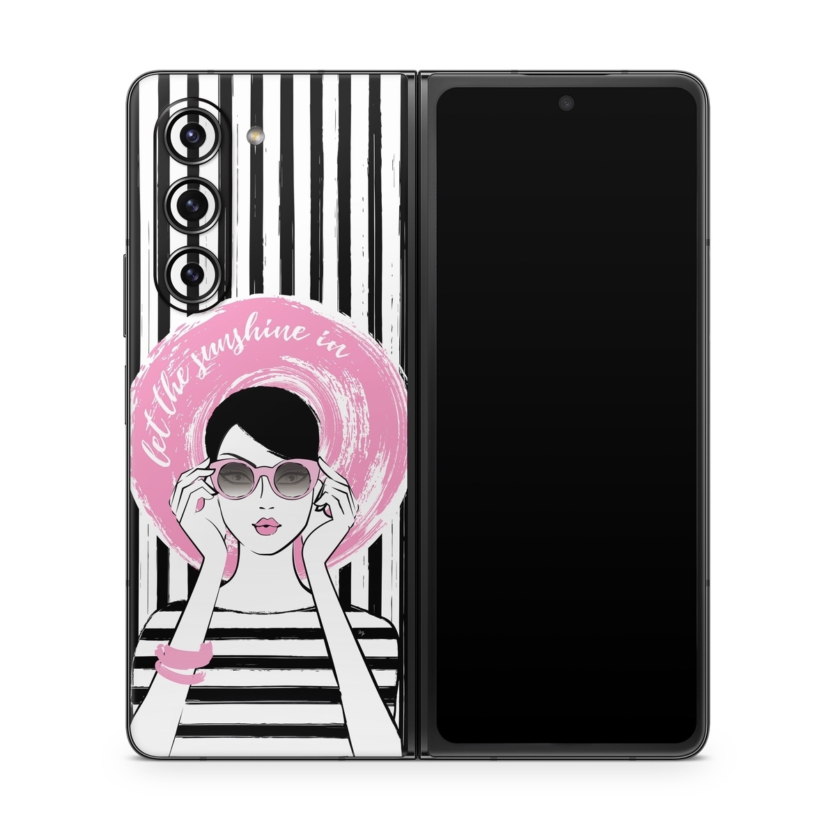 Samsung Galaxy Z Fold5 Skin design of Organ, Vision care, Purple, Pink, Violet, Font, Eyewear, Magenta, Line, Art, with black, white, pink, gray colors