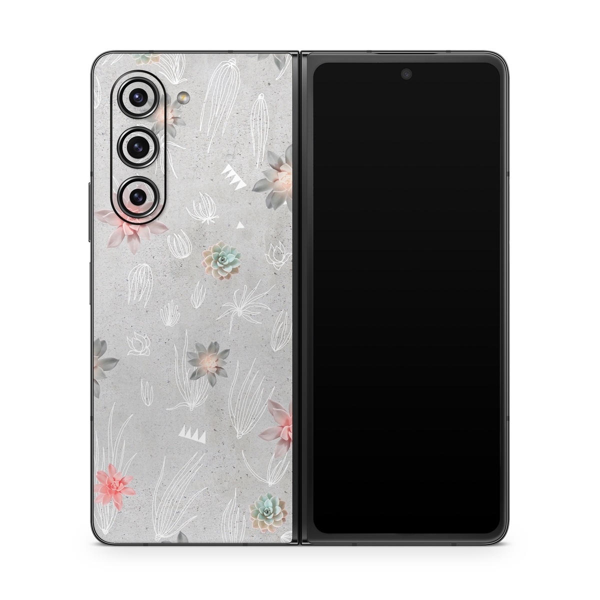 Samsung Galaxy Z Fold5 Skin design of Pink, Pattern, Wrapping paper, Textile, Design, Wallpaper, Floral design, Plant, Flower, with gray, red, white, pink colors