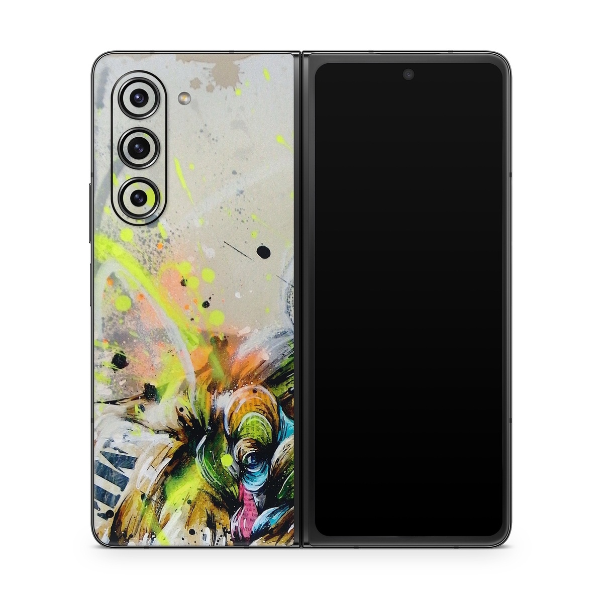 Samsung Galaxy Z Fold5 Skin design of Watercolor paint, Graphic design, Illustration, Acrylic paint, Art, Modern art, Painting, Visual arts, Paint, Graphics, with gray, black, green, red, blue colors