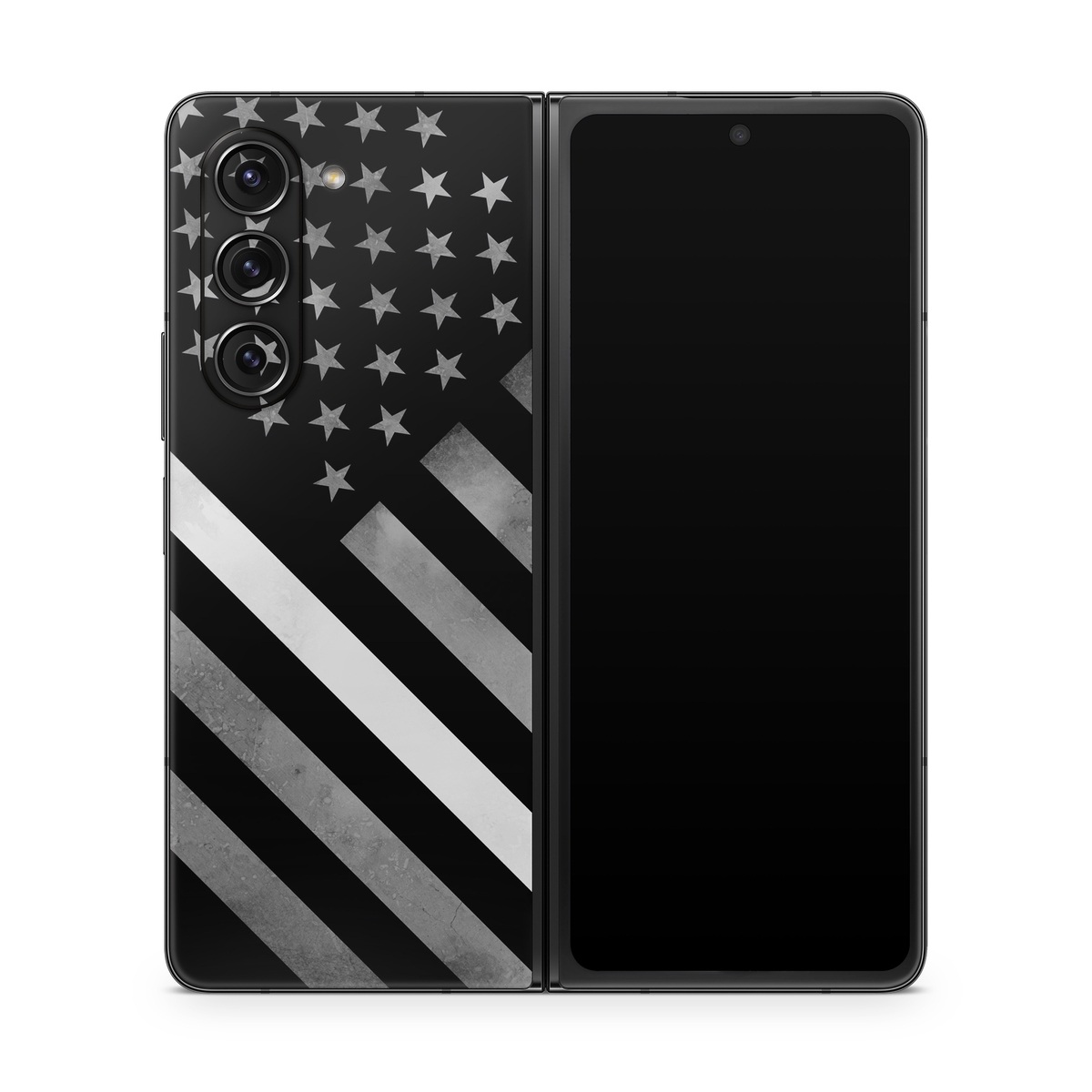 Samsung Galaxy Z Fold5 Skin design of Black, Black-and-white, Pattern, Monochrome Photography, Line, Flag Of The United States, Monochrome, Flag, Design, Font, Photography, Style, Parallel, with black, white, gray colors