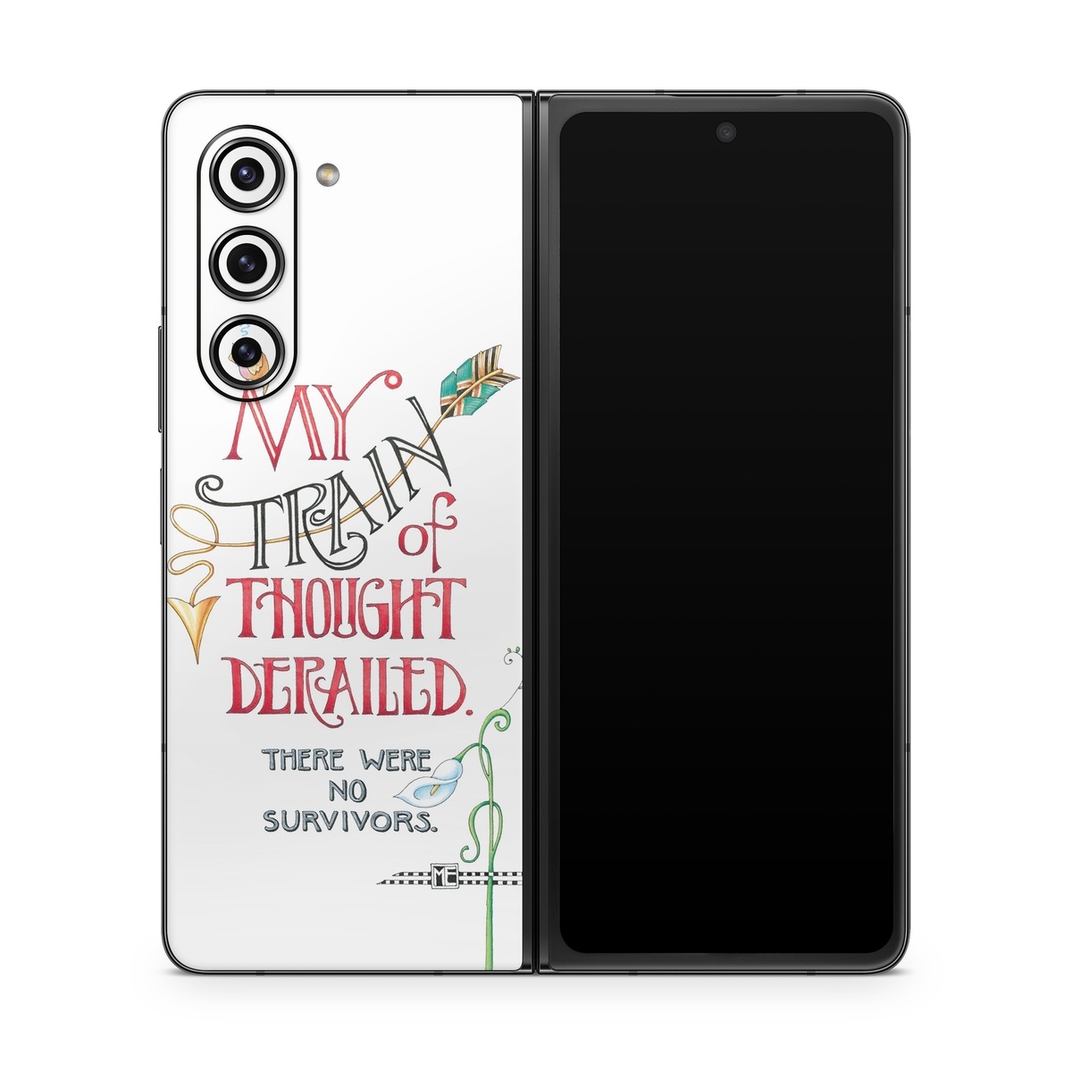 Samsung Galaxy Z Fold5 Skin design of Text, Font, Line, Illustration, Calligraphy, Graphic design, Art, with white, black, red, yellow, green, blue colors