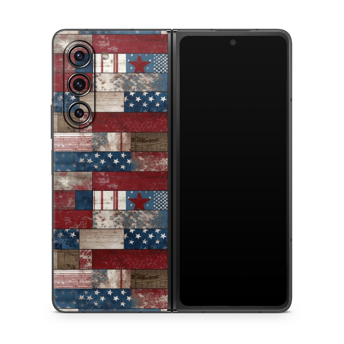Samsung Galaxy Z Fold5 Skin design of Photograph, White, Blue, Rectangle, Azure, Textile, Creative arts, Red, Line, Art, with red, blue, white, brown, gray, black colors