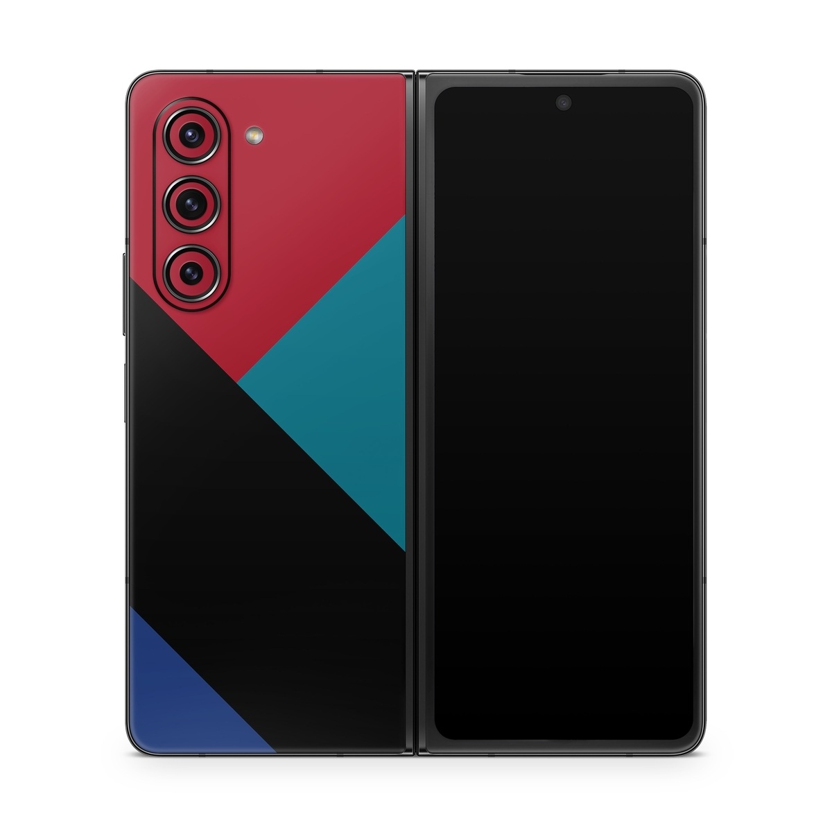 Samsung Galaxy Z Fold5 Skin design of Blue, Green, Turquoise, Azure, Teal, Electric blue, Line, Pattern, Design, Graphic design, with black, blue, red colors