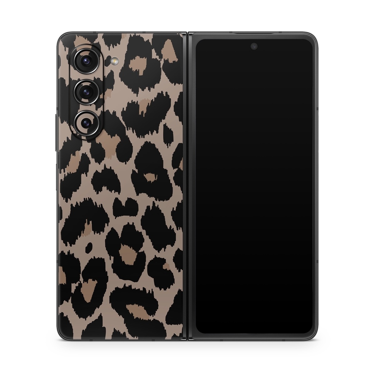 Samsung Galaxy Z Fold5 Skin design of Pattern, Brown, Fur, Design, Textile, Monochrome, Fawn, with black, gray, red, green colors