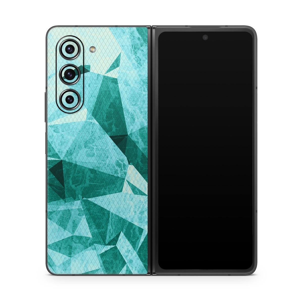 Samsung Galaxy Z Fold5 Skin design of Aqua, Blue, Pattern, Turquoise, Illustration, Teal, Design, Line, Graphic design, with blue colors