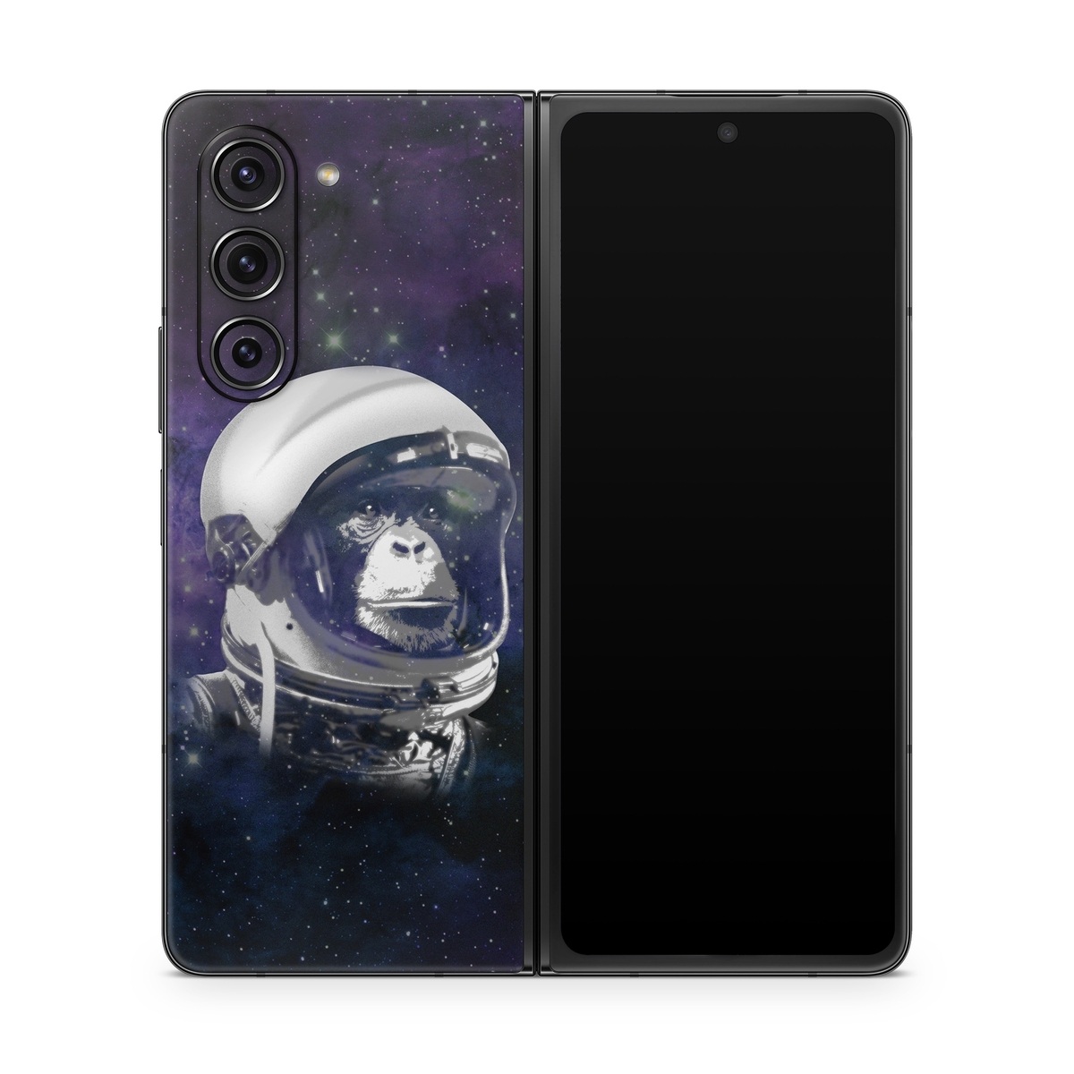 Samsung Galaxy Z Fold5 Skin design of Helmet, Astronaut, Personal protective equipment, Illustration, Space, Outer space, Headgear, Fictional character, Sports gear, Football gear, with black, gray, blue, white colors