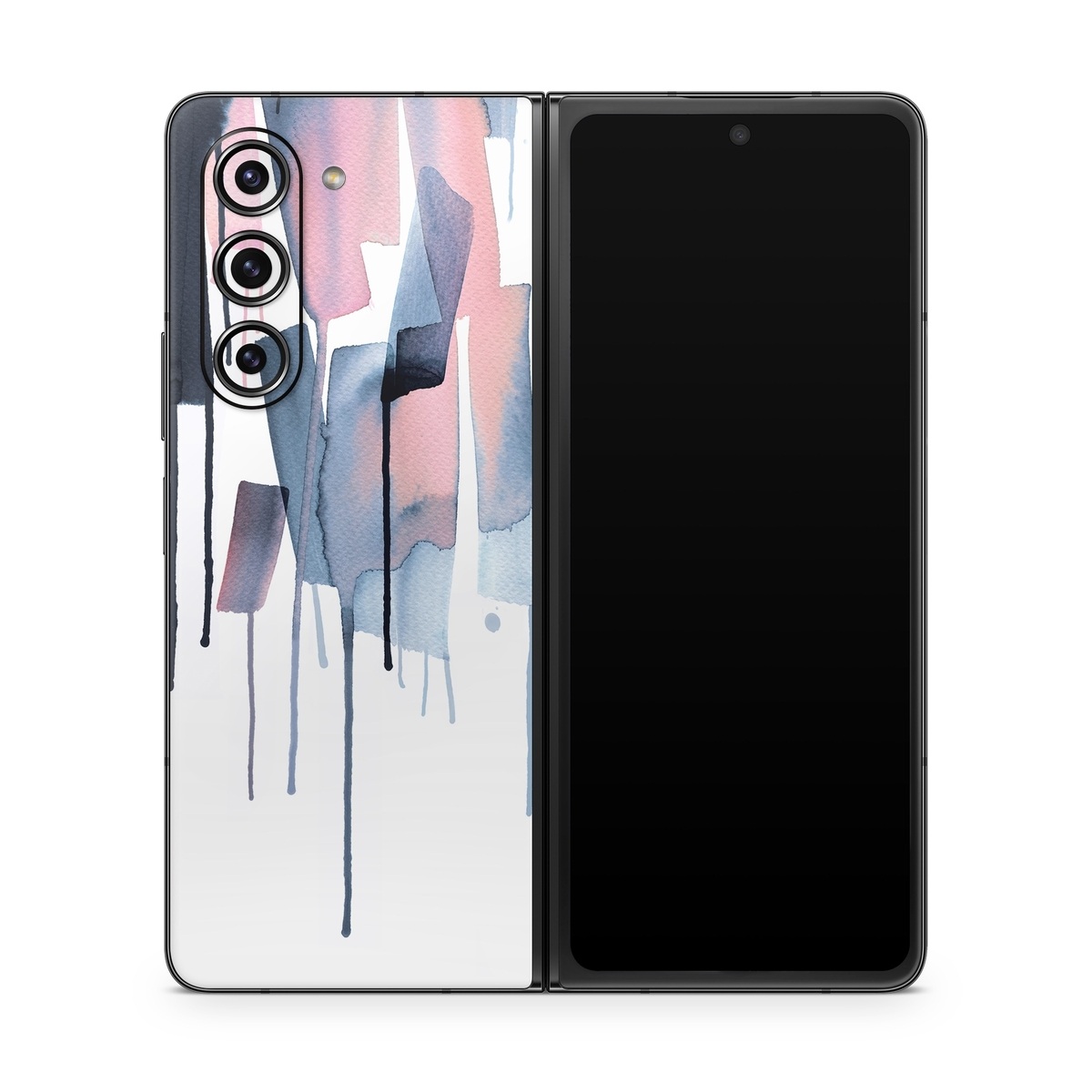 Samsung Galaxy Z Fold5 Skin design of Gesture, Snow, Art, Freezing, Material property, Font, Fashion design, Sportswear, Electric blue, Magenta, with white, blue, pink, black colors