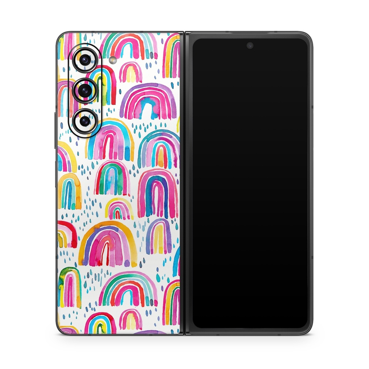 Samsung Galaxy Z Fold5 Skin design of Line, Pattern, Design, with white, orange, yellow, blue, pink, red, green colors