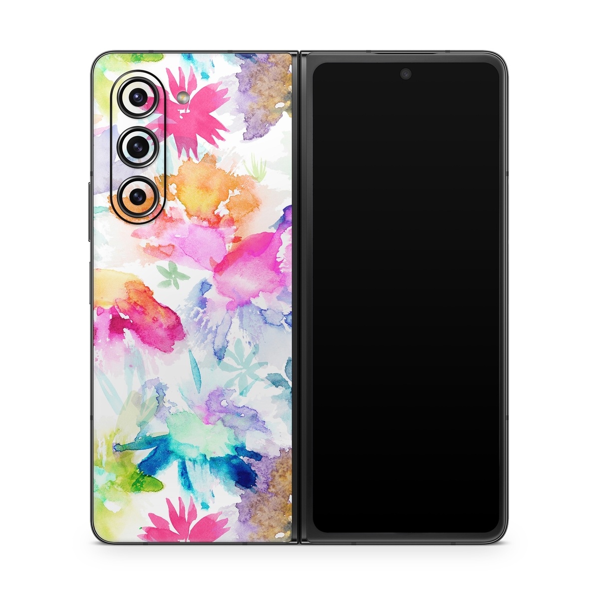 Samsung Galaxy Z Fold5 Skin design of Art paint, Botany, Paint, Petal, Painting, Creative arts, Art, Line, Material property, Pattern, with white, blue, green, red, pink, purple, yellow colors