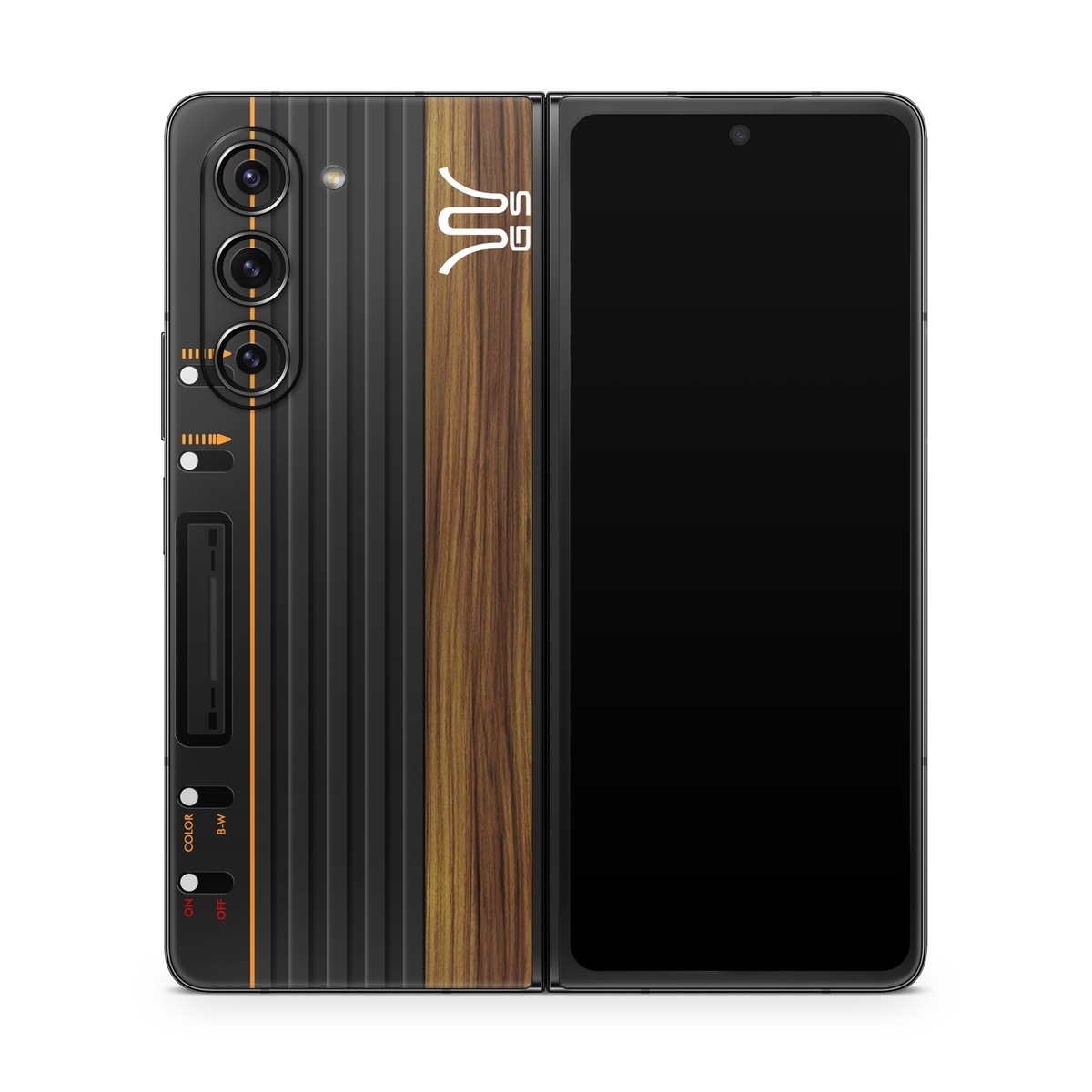 Samsung Galaxy Z Fold5 Skin design of Guitar amplifier, Technology, Electronic instrument, with black, red colors