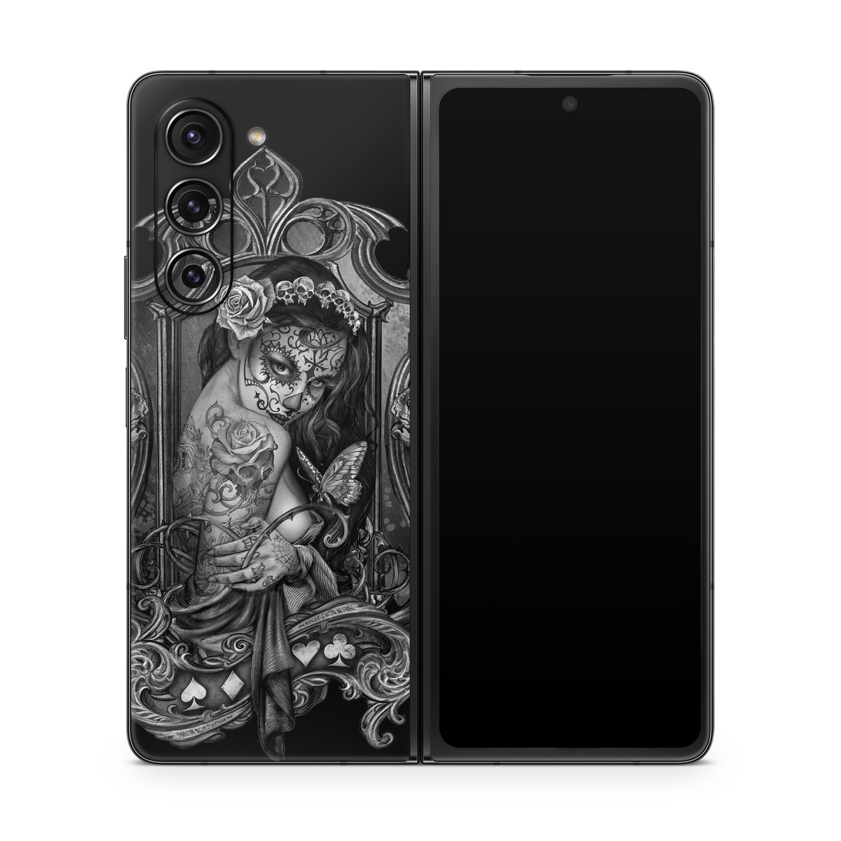 Samsung Galaxy Z Fold5 Skin design of Style, Art, Monochrome, Black-and-white, Monochrome Photography, Visual Arts, Illustration, Painting, Drawing, with black, white, gray colors