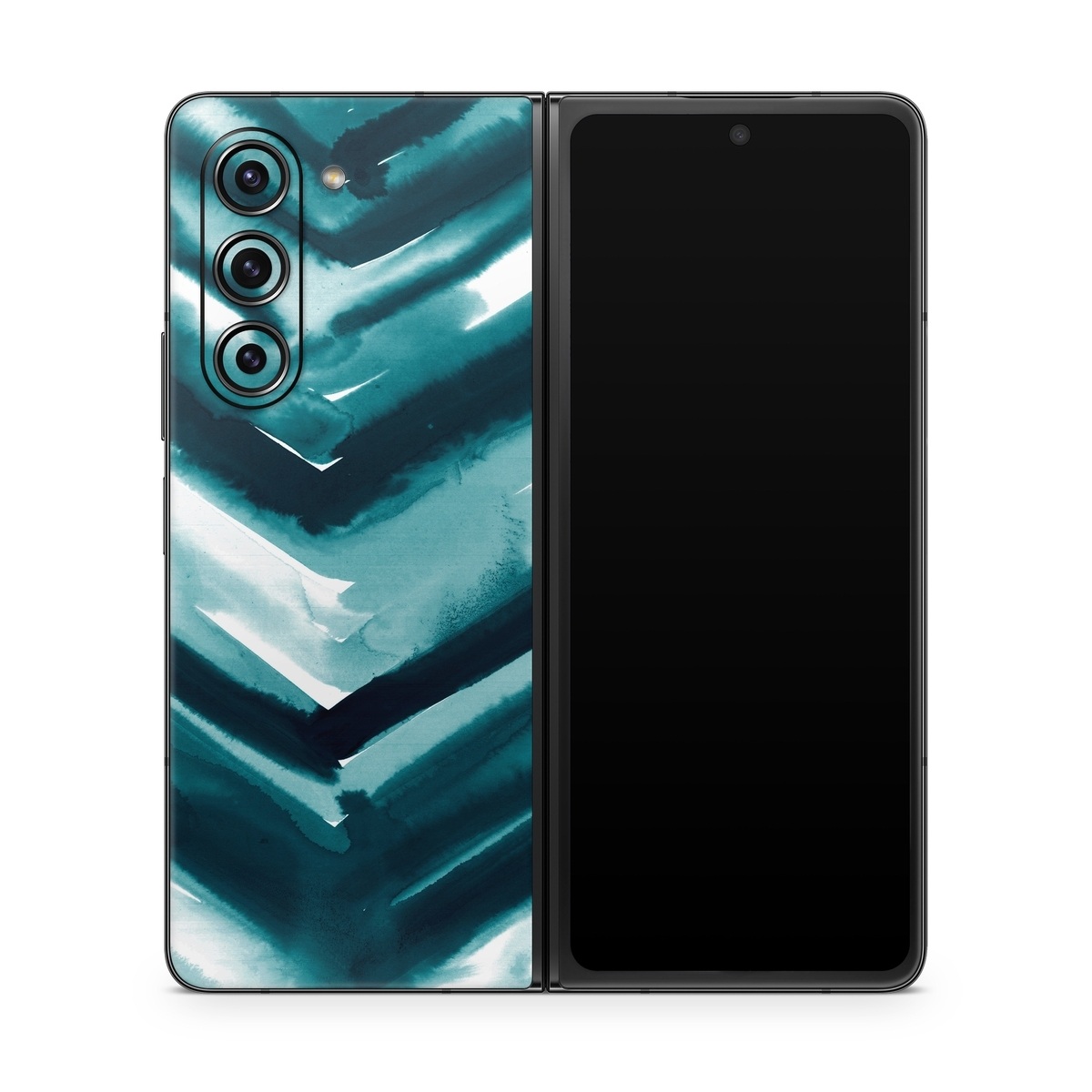 Samsung Galaxy Z Fold5 Skin design of Blue, Green, Turquoise, Aqua, Teal, Photography, Pattern, with blue, white, black colors