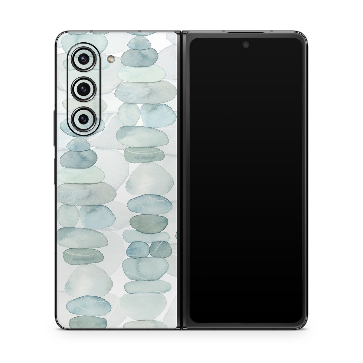 Samsung Galaxy Z Fold5 Skin design of Aqua, Turquoise, Circle, Pattern, Transparent material, Glass, with white, blue colors