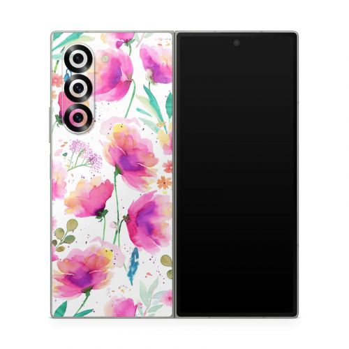 Abstract Pink Poppies Samsung Galaxy Z Fold6 Skin