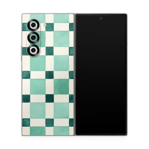 Checker Mosaic Green Samsung Galaxy Z Fold6 Skin