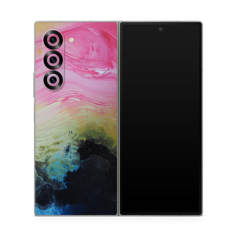 Samsung Galaxy Z Fold6 Skin design of Painting, Modern art, Acrylic paint, Art, Pink, Watercolor paint, Visual arts, Paint, Artwork, Magenta, with pink, yellow, orange, blue, black, red colors