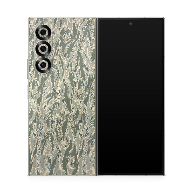 Samsung Galaxy Z Fold6 Skin design of Pattern, Grass, Plant, with gray, green colors