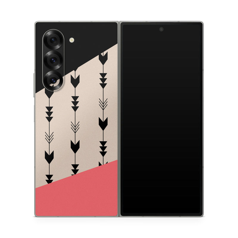 Samsung Galaxy Z Fold6 Skin design of Line, Pattern, Design, Font, Illustration, with black, gray, pink colors