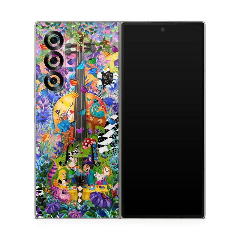 Samsung Galaxy Z Fold6 Skin design of Textile, Organism, Painting, Art, Pattern, Creative arts, Electric blue, Visual arts, Graphics, Illustration, with purple, blue, white, black, yellow, orange, green, pink, brown, red colors
