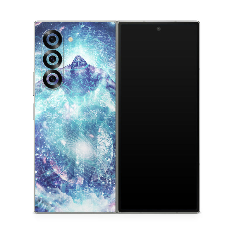 Samsung Galaxy Z Fold6 Skin design of Outer space, Astronomical object, Universe, Space, Sky, Atmosphere, Fractal art, Nebula, Science, Star, with blue, black, red, yellow, white colors