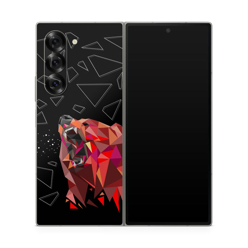 Samsung Galaxy Z Fold6 Skin design of Graphic design, Triangle, Font, Illustration, Design, Art, Visual arts, Graphics, Pattern, Space, with black, red colors